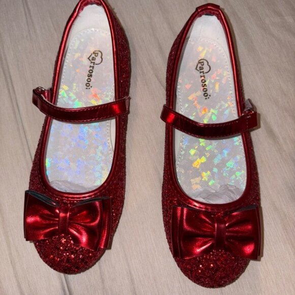 Girls Glitter Dress Shoes Princess For Flower Girls Flats Party Wedding Size 1 - Picture 6 of 12